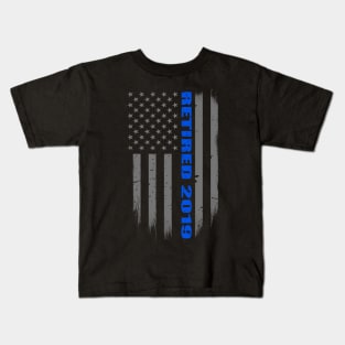 Retired Police Officer Gift - Retired Cop 2019 - Thin Blue Line Flag Kids T-Shirt